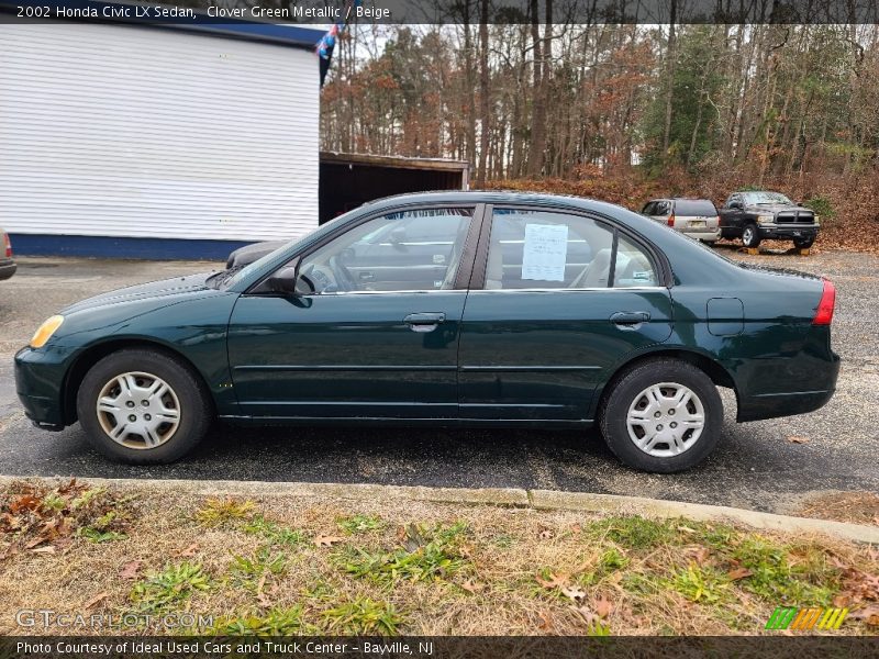 Clover Green Metallic / Beige 2002 Honda Civic LX Sedan