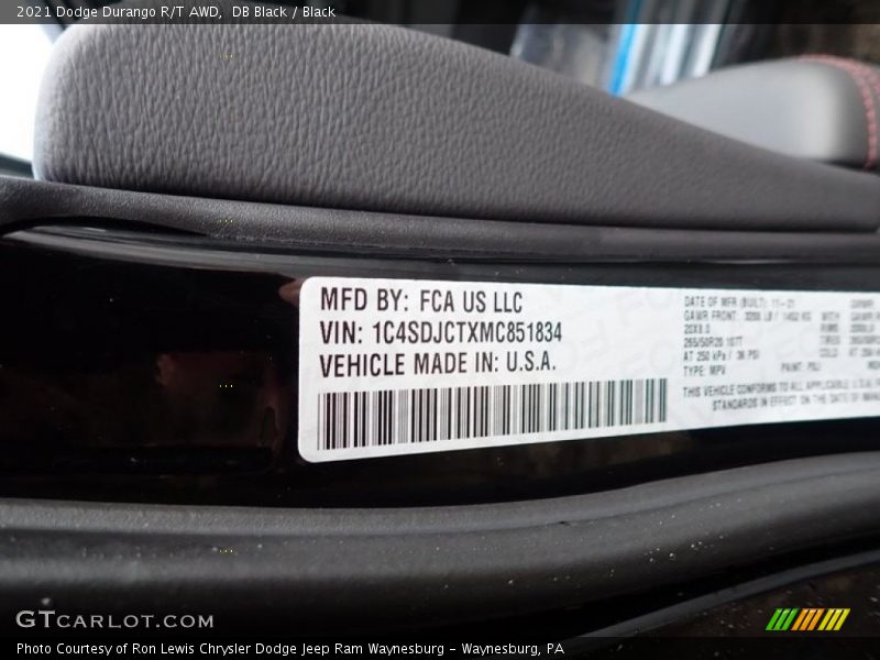DB Black / Black 2021 Dodge Durango R/T AWD
