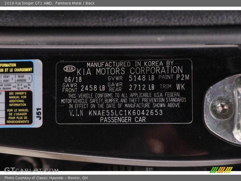 Panthera Metal / Black 2019 Kia Stinger GT2 AWD