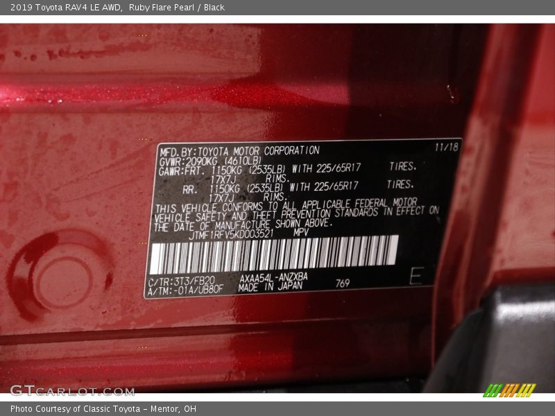 Ruby Flare Pearl / Black 2019 Toyota RAV4 LE AWD