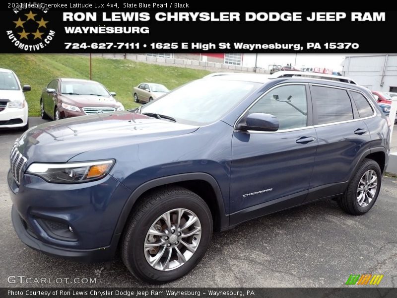 Slate Blue Pearl / Black 2021 Jeep Cherokee Latitude Lux 4x4