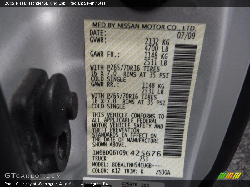 Radiant Silver / Steel 2009 Nissan Frontier SE King Cab