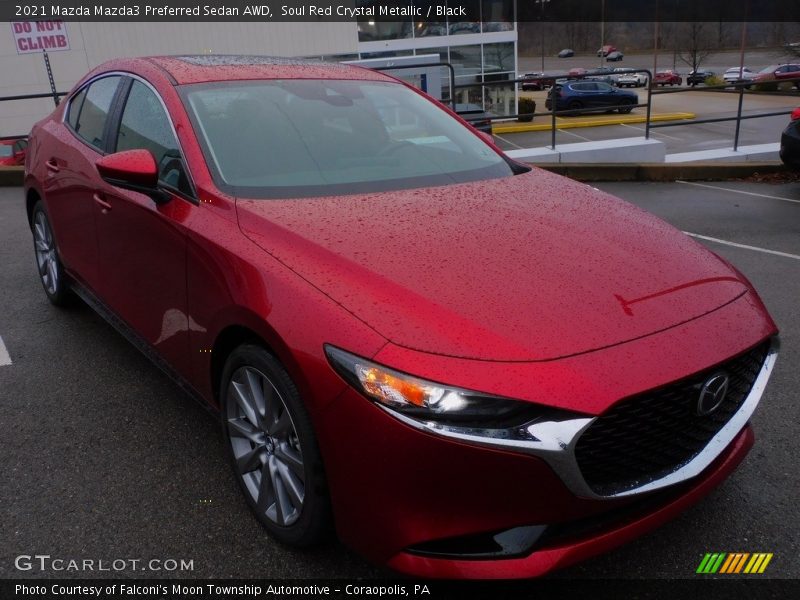 Soul Red Crystal Metallic / Black 2021 Mazda Mazda3 Preferred Sedan AWD