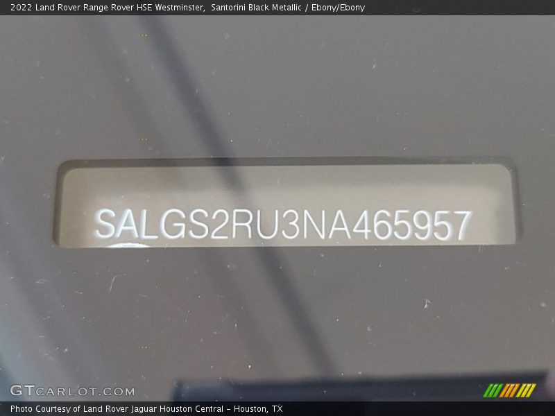 Santorini Black Metallic / Ebony/Ebony 2022 Land Rover Range Rover HSE Westminster