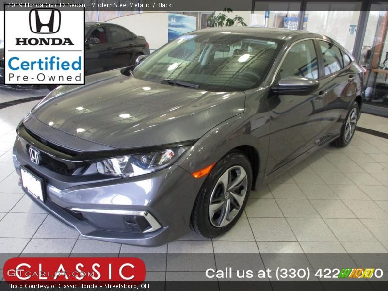 Modern Steel Metallic / Black 2019 Honda Civic LX Sedan