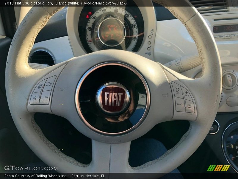 Bianco (White) / Avorio/Nero (Ivory/Black) 2013 Fiat 500 c cabrio Pop