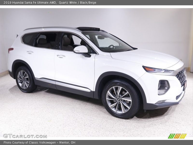 Quartz White / Black/Beige 2019 Hyundai Santa Fe Ultimate AWD