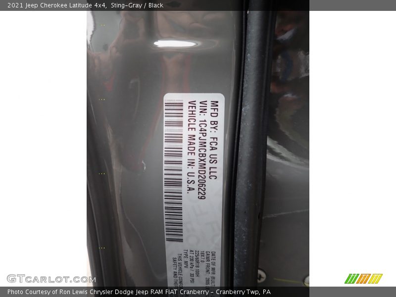 Sting-Gray / Black 2021 Jeep Cherokee Latitude 4x4