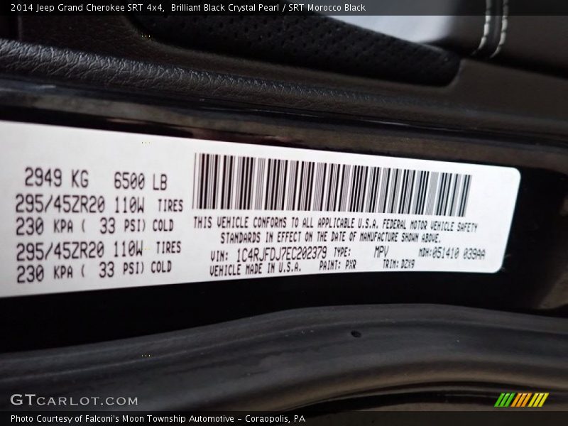 Brilliant Black Crystal Pearl / SRT Morocco Black 2014 Jeep Grand Cherokee SRT 4x4