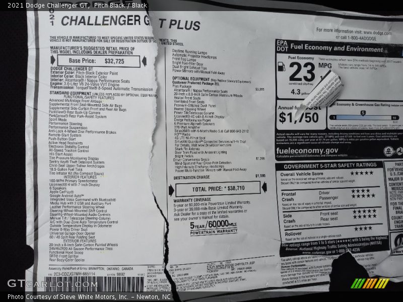 Pitch Black / Black 2021 Dodge Challenger GT