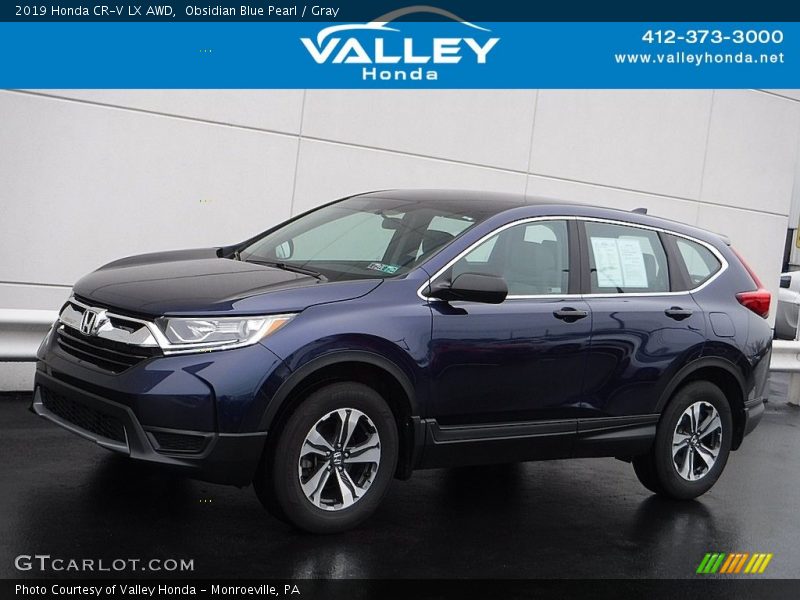 Obsidian Blue Pearl / Gray 2019 Honda CR-V LX AWD