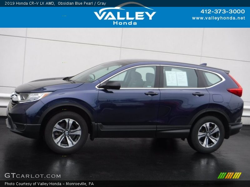 Obsidian Blue Pearl / Gray 2019 Honda CR-V LX AWD