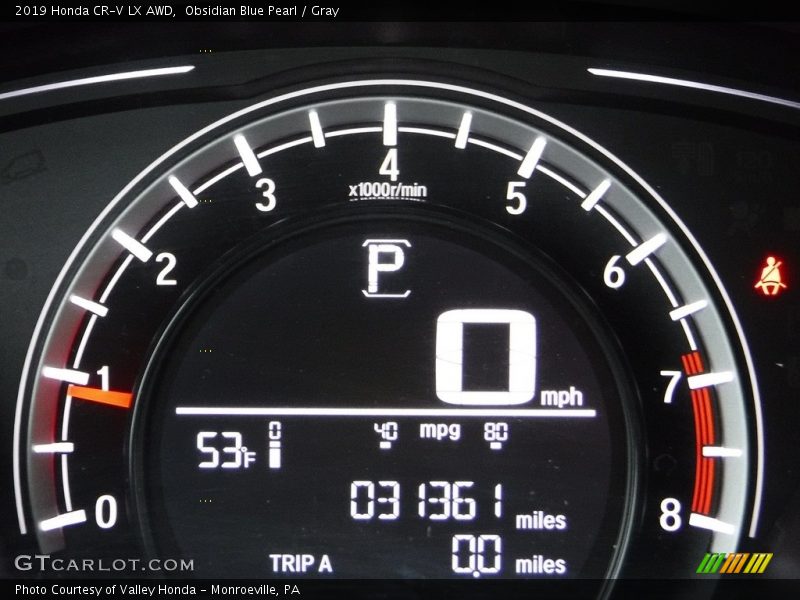 Obsidian Blue Pearl / Gray 2019 Honda CR-V LX AWD