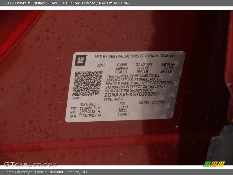 Cajun Red Tintcoat / Medium Ash Gray 2019 Chevrolet Equinox LT AWD