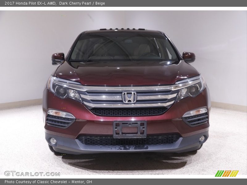 Dark Cherry Pearl / Beige 2017 Honda Pilot EX-L AWD