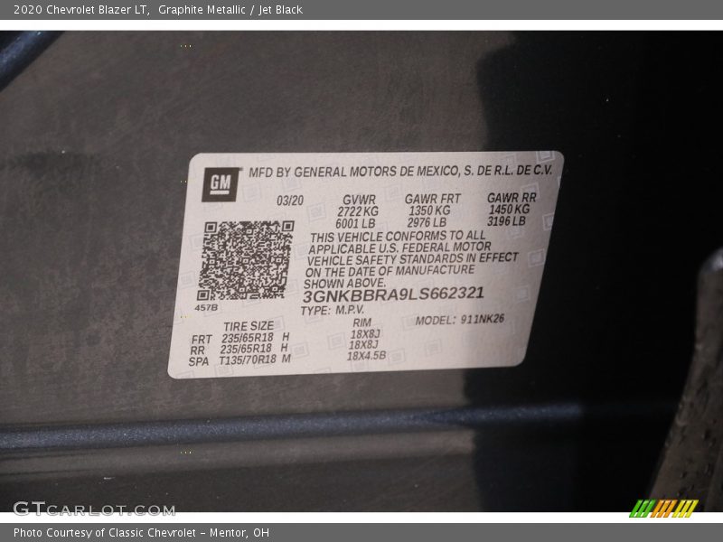 Graphite Metallic / Jet Black 2020 Chevrolet Blazer LT