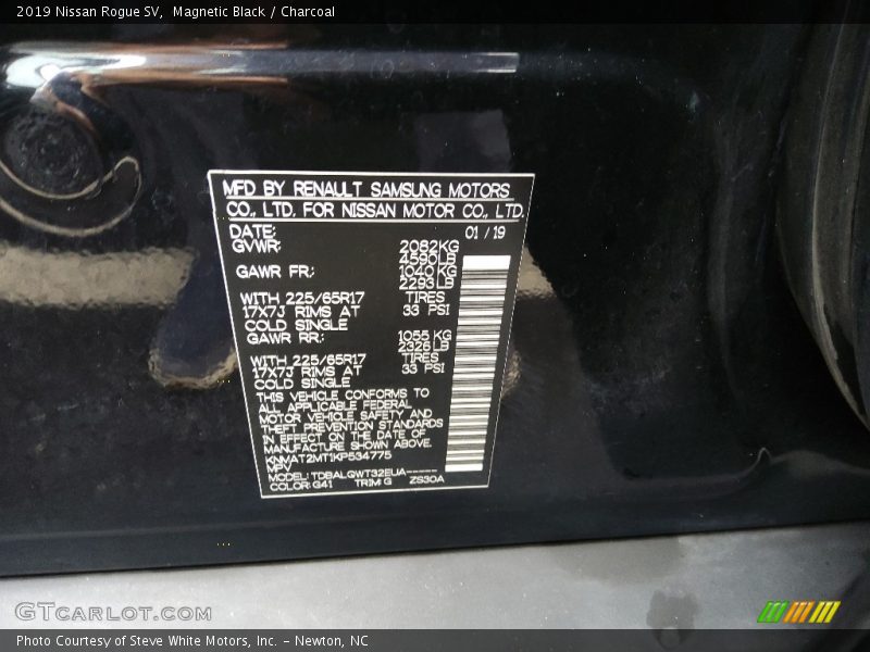 2019 Rogue SV Magnetic Black Color Code G41