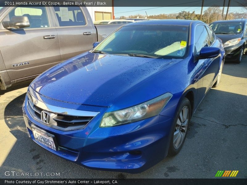 Belize Blue Pearl / Black 2011 Honda Accord EX Coupe
