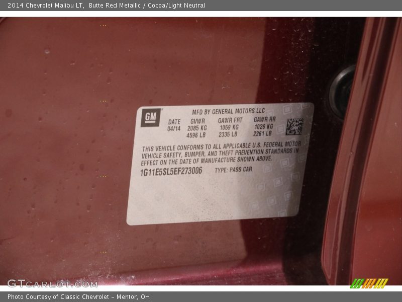 Butte Red Metallic / Cocoa/Light Neutral 2014 Chevrolet Malibu LT