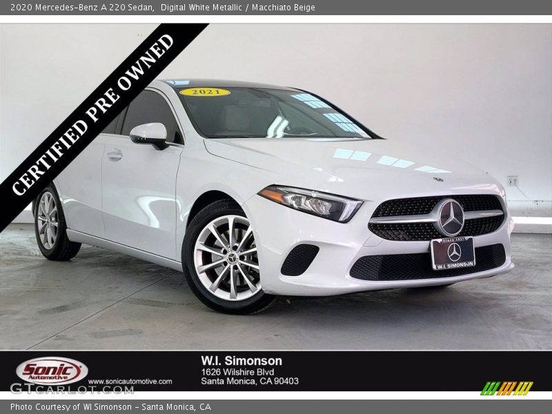 Digital White Metallic / Macchiato Beige 2020 Mercedes-Benz A 220 Sedan