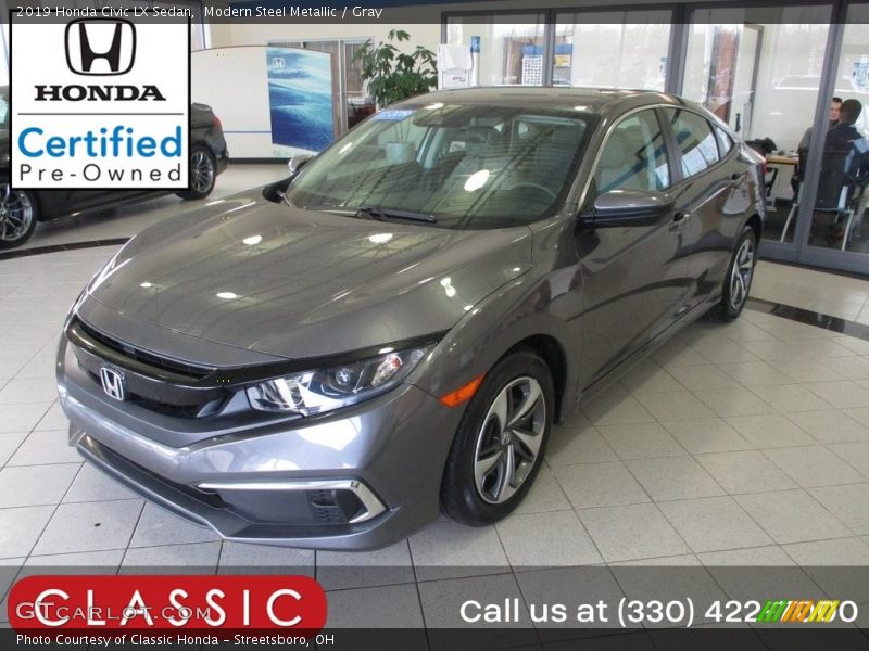 Modern Steel Metallic / Gray 2019 Honda Civic LX Sedan