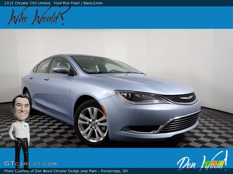 Vivid Blue Pearl / Black/Linen 2015 Chrysler 200 Limited