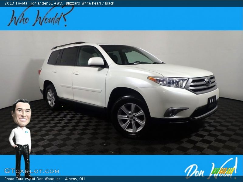 Blizzard White Pearl / Black 2013 Toyota Highlander SE 4WD