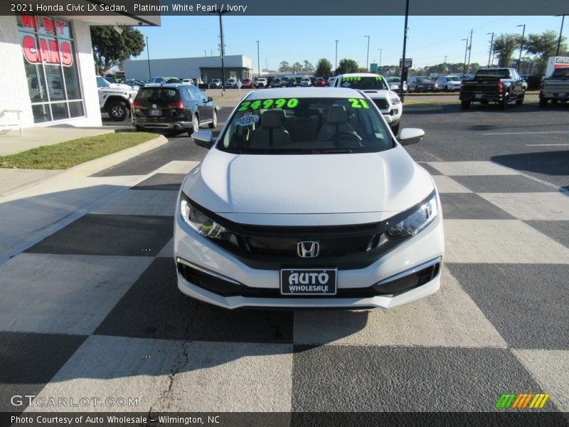 Platinum White Pearl / Ivory 2021 Honda Civic LX Sedan