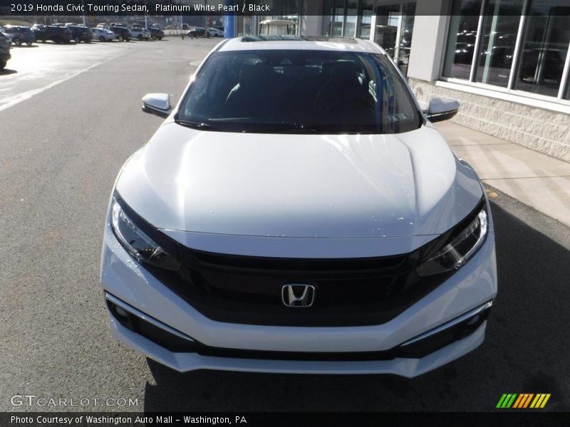 Platinum White Pearl / Black 2019 Honda Civic Touring Sedan
