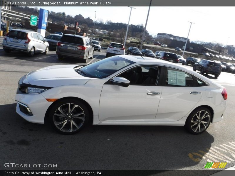 Platinum White Pearl / Black 2019 Honda Civic Touring Sedan