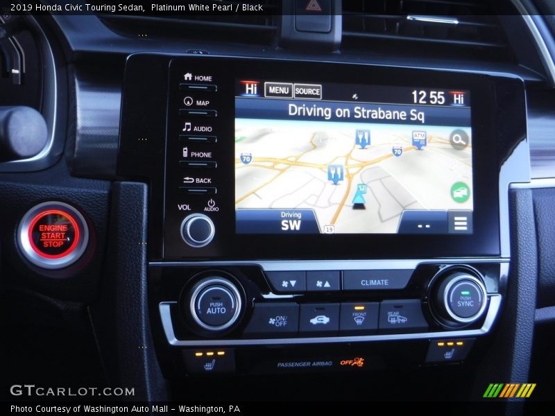 Platinum White Pearl / Black 2019 Honda Civic Touring Sedan