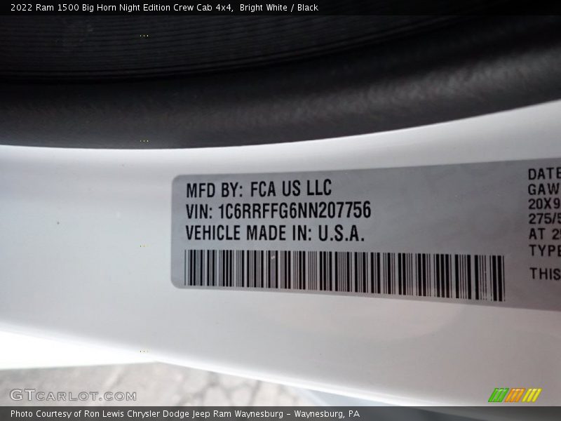Bright White / Black 2022 Ram 1500 Big Horn Night Edition Crew Cab 4x4