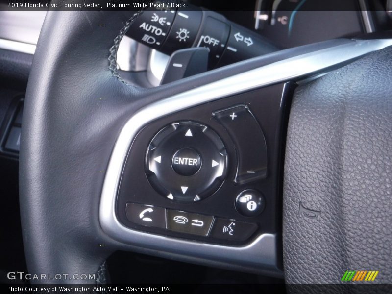 Platinum White Pearl / Black 2019 Honda Civic Touring Sedan