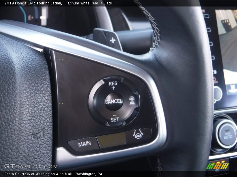 Platinum White Pearl / Black 2019 Honda Civic Touring Sedan