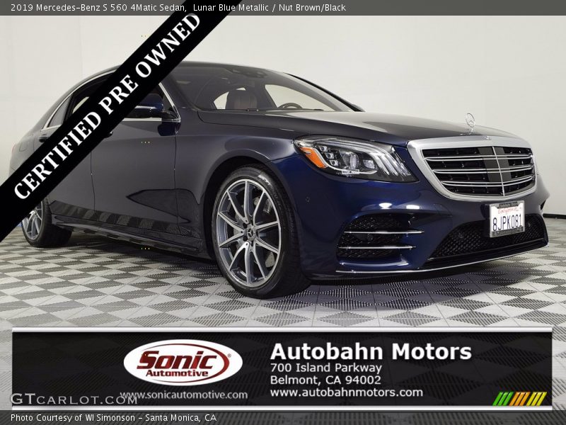 Lunar Blue Metallic / Nut Brown/Black 2019 Mercedes-Benz S 560 4Matic Sedan