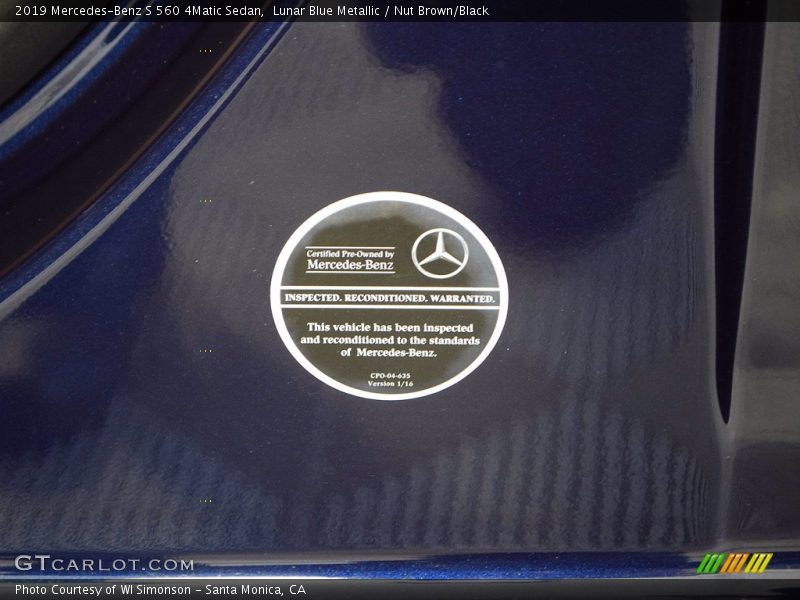 Lunar Blue Metallic / Nut Brown/Black 2019 Mercedes-Benz S 560 4Matic Sedan