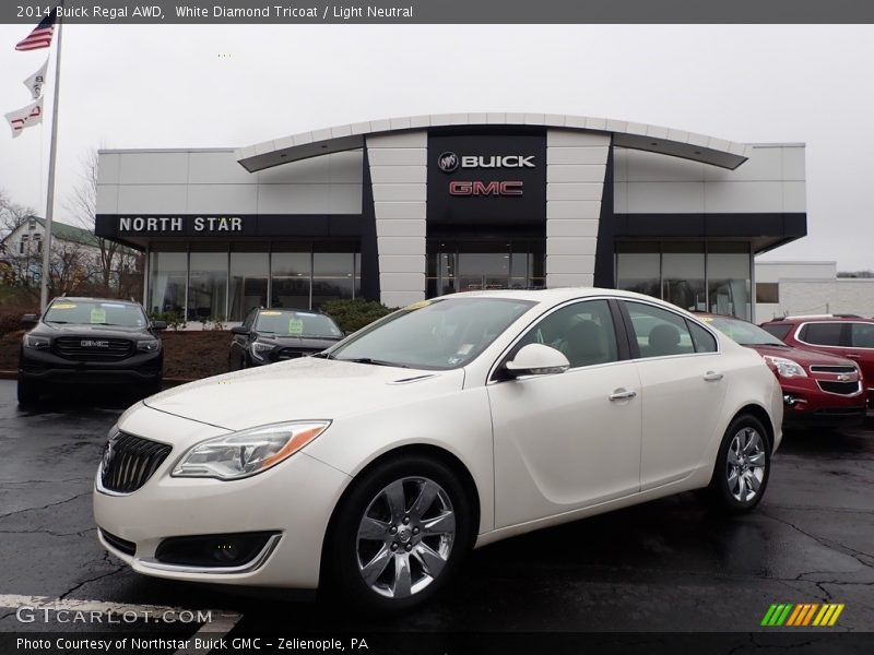 White Diamond Tricoat / Light Neutral 2014 Buick Regal AWD