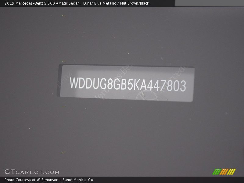 Lunar Blue Metallic / Nut Brown/Black 2019 Mercedes-Benz S 560 4Matic Sedan