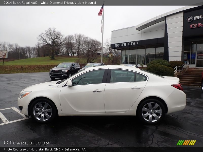 White Diamond Tricoat / Light Neutral 2014 Buick Regal AWD