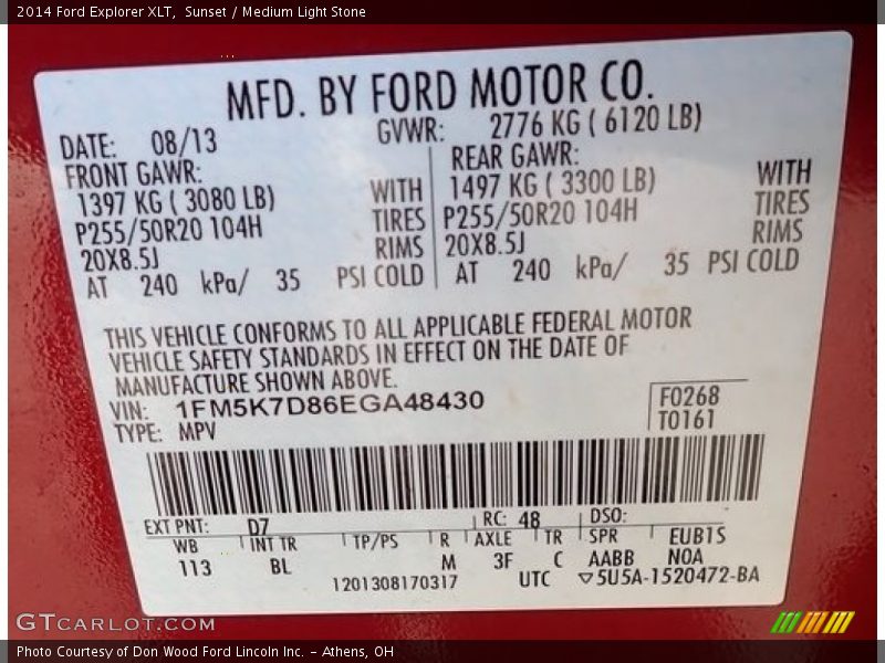 Sunset / Medium Light Stone 2014 Ford Explorer XLT