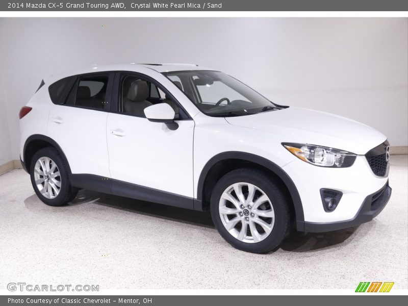 Crystal White Pearl Mica / Sand 2014 Mazda CX-5 Grand Touring AWD