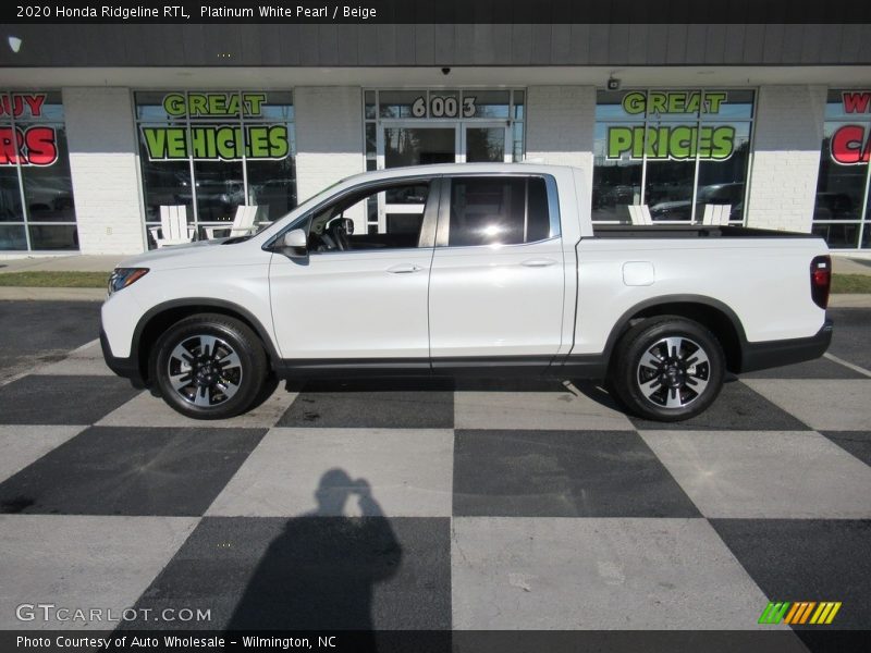 Platinum White Pearl / Beige 2020 Honda Ridgeline RTL