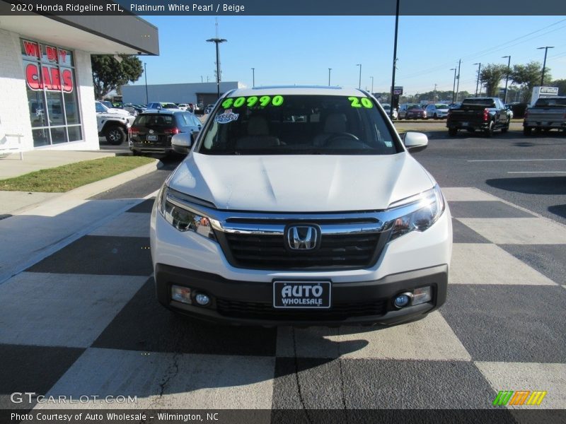 Platinum White Pearl / Beige 2020 Honda Ridgeline RTL