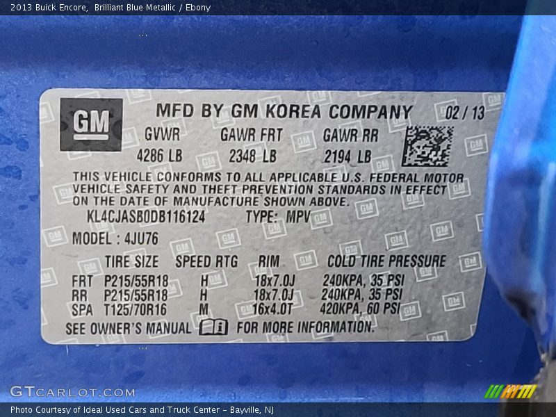 Brilliant Blue Metallic / Ebony 2013 Buick Encore