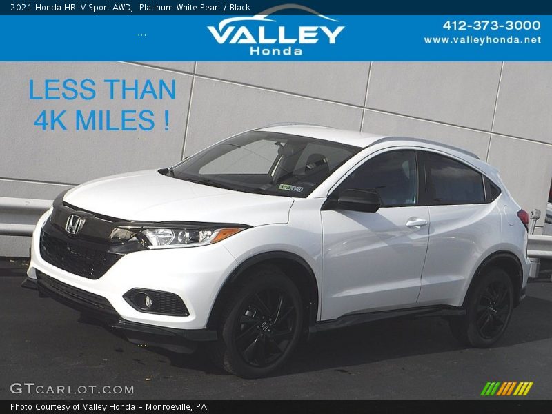 Platinum White Pearl / Black 2021 Honda HR-V Sport AWD