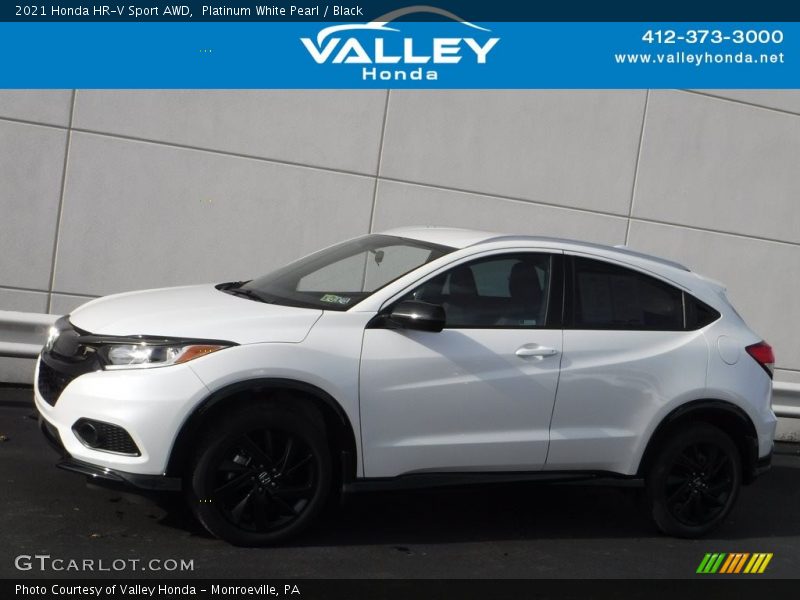 Platinum White Pearl / Black 2021 Honda HR-V Sport AWD