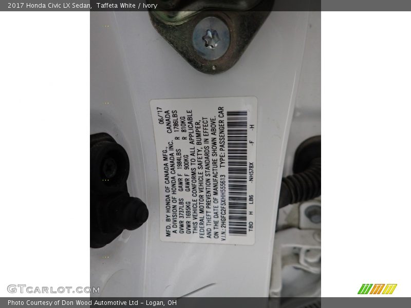 Taffeta White / Ivory 2017 Honda Civic LX Sedan