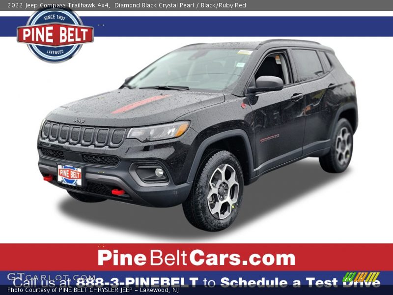 Diamond Black Crystal Pearl / Black/Ruby Red 2022 Jeep Compass Trailhawk 4x4