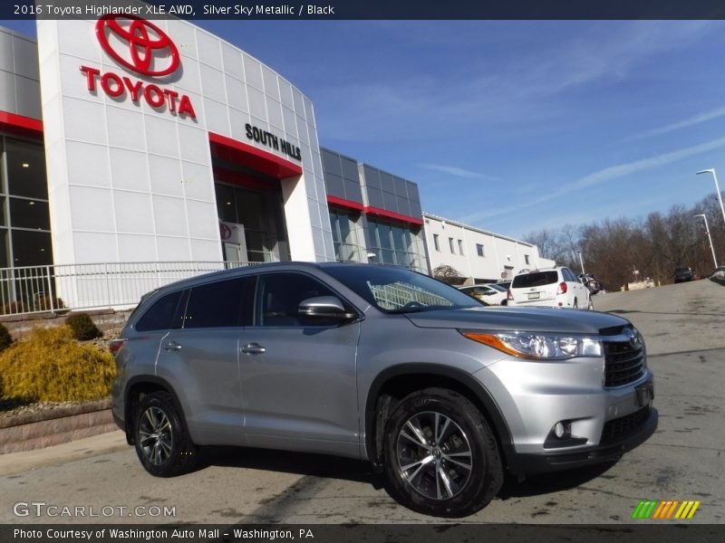 Silver Sky Metallic / Black 2016 Toyota Highlander XLE AWD