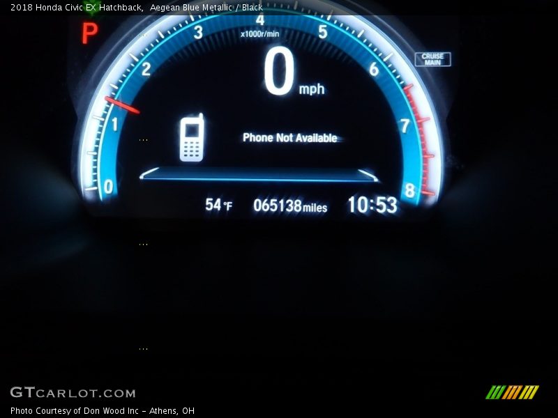 Aegean Blue Metallic / Black 2018 Honda Civic EX Hatchback
